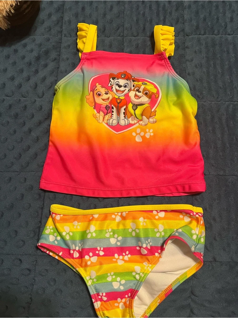 Paw Patrol Girls Rainbow 2 Piece Tankini Swimsuit Size 5T
